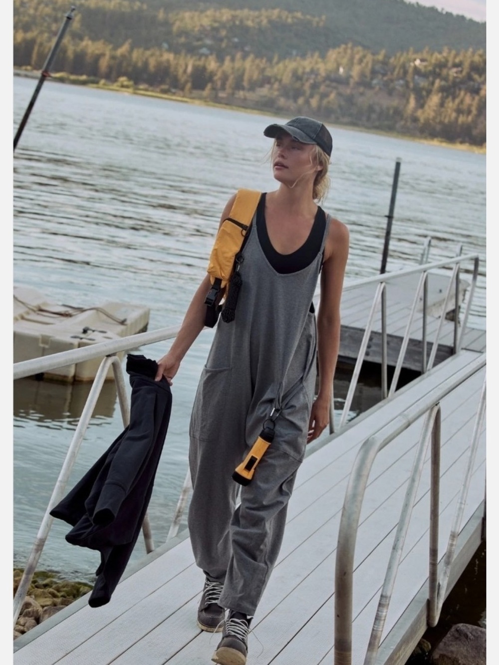 Free people hotshot charcoal gray Jumpsuit